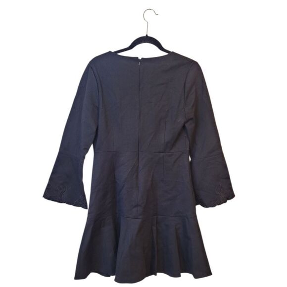 Kobi Halperin Black Floral Embroidered Stretch Knit Dress Size M - Picture 2 of 5